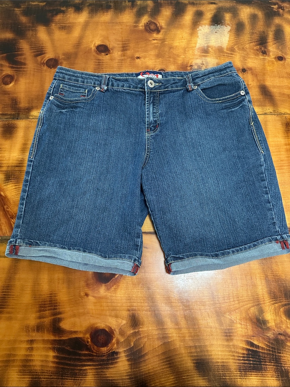 Mwah Women’s Dark Blue Denim Bermuda Shorts - Casual Cuffed Jean Shorts